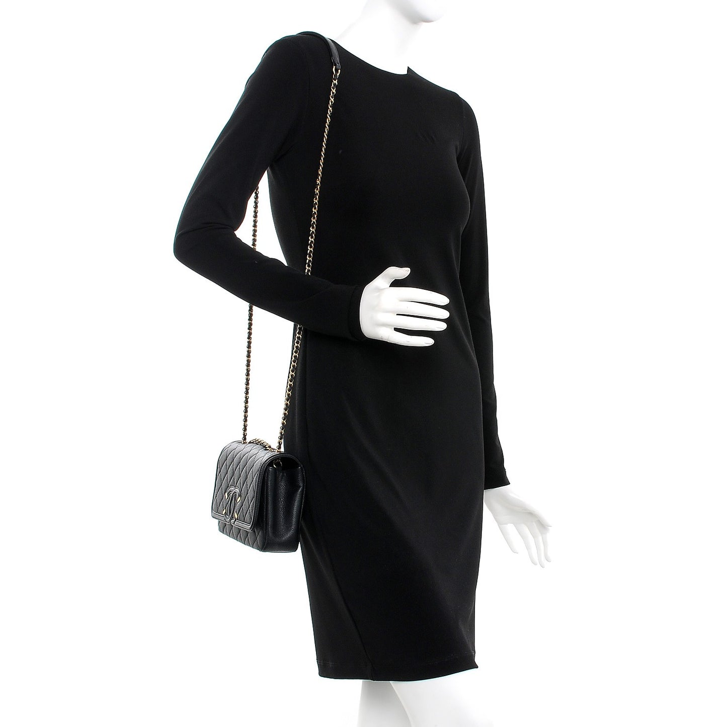 Caviar Quilted Small CC Filigree Flap Black