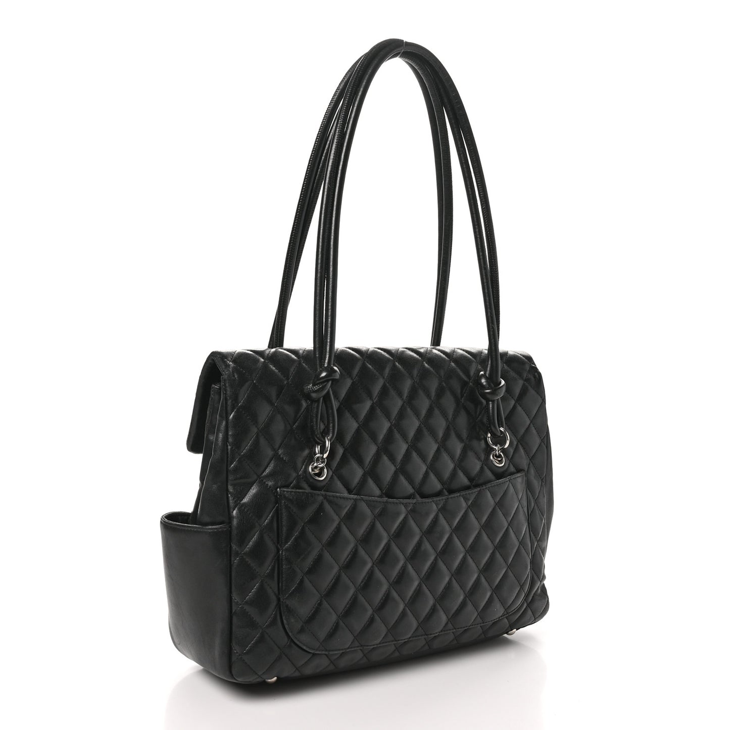 Calfskin Quilted Large Cambon Flap Black