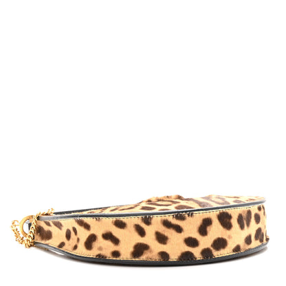 Valentino Garavani Calf Hair Leopard Print Mini Vlogo Hobo Bag Black Marrone 4 of 9