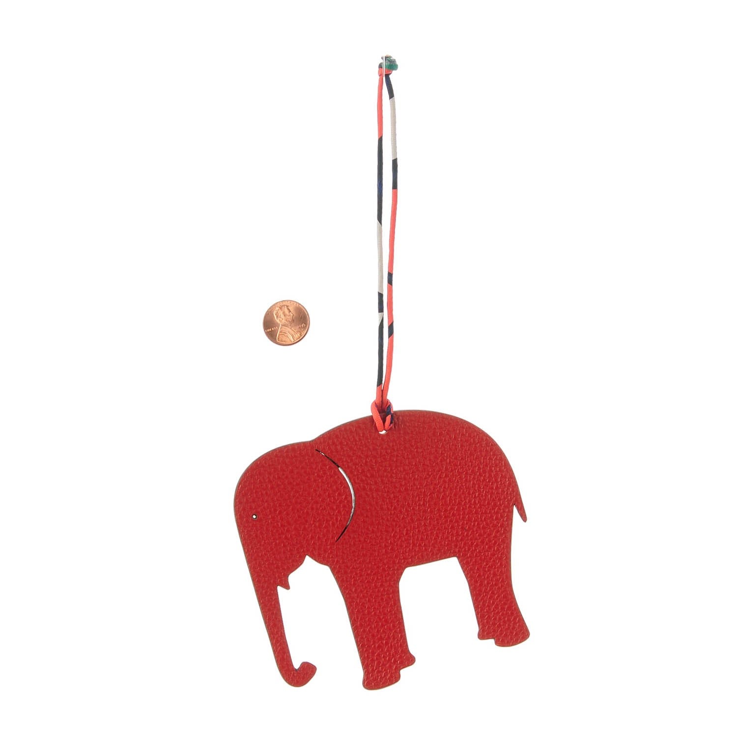Hermes Epsom Togo Petit H Elephant Bag Charm Bleu Atoll Rouge Garance 2 of 3