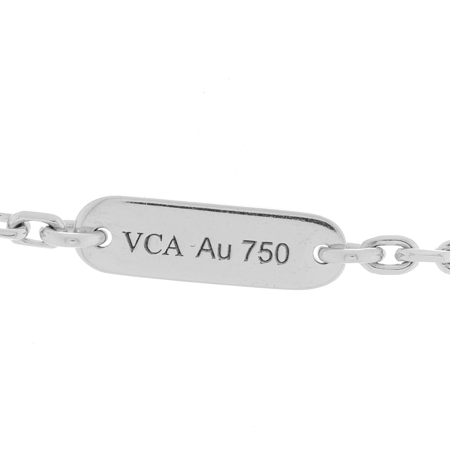 Van Cleef & Arpels 18K White Gold Grey Mother of Pearl Diamond Butterfly Pendant Necklace 4 of 6