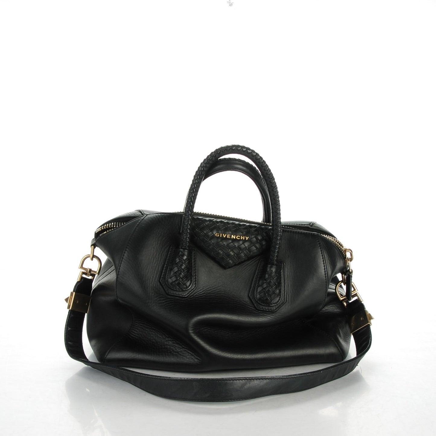 Smooth Calfskin Woven Medium Antigona Black