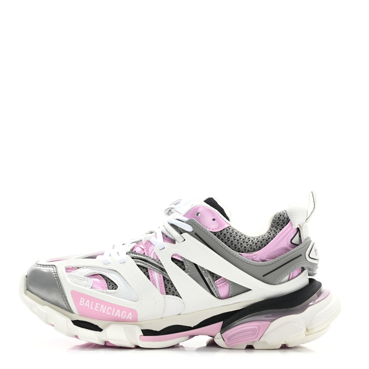 Mesh Rubber Bi-Color Womens Track Sneakers 37 White Pink Grey