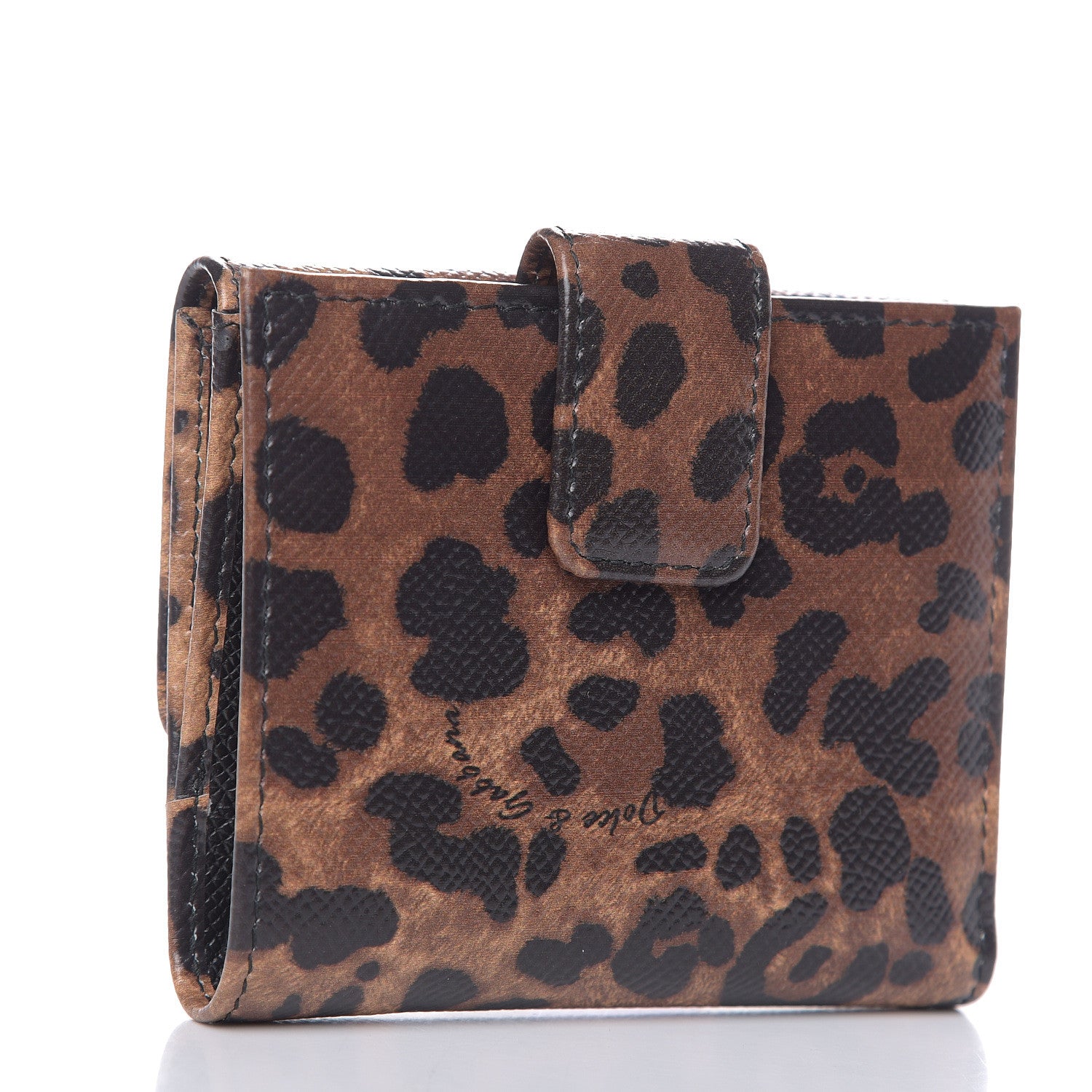 Dolce & Gabbana Dauphine Leopard Printed Logo French Flap Wallet Black 3 of 7