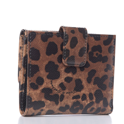 Dolce & Gabbana Dauphine Leopard Printed Logo French Flap Wallet Black 3 of 7