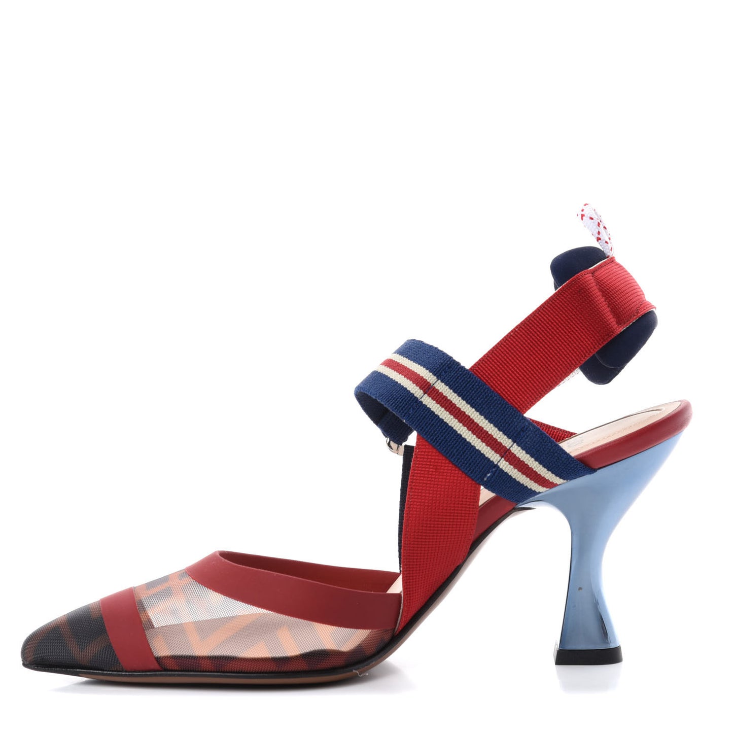 Technical Mesh FF Colibri 85mm Slingback Pumps 36 Tobacco Moro Zaffiro Ciliegia Rosso