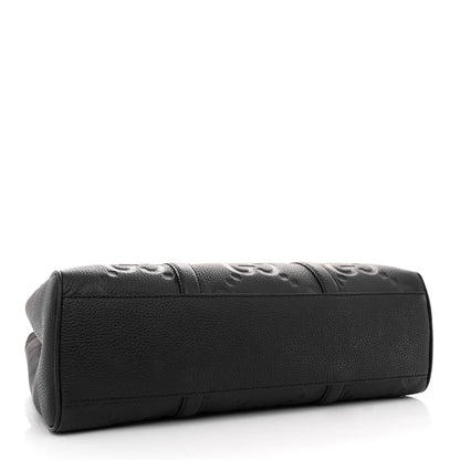 Gucci Piuma Calfskin Jumbo GG Embossed Medium Tote Bag Black 3 of 11