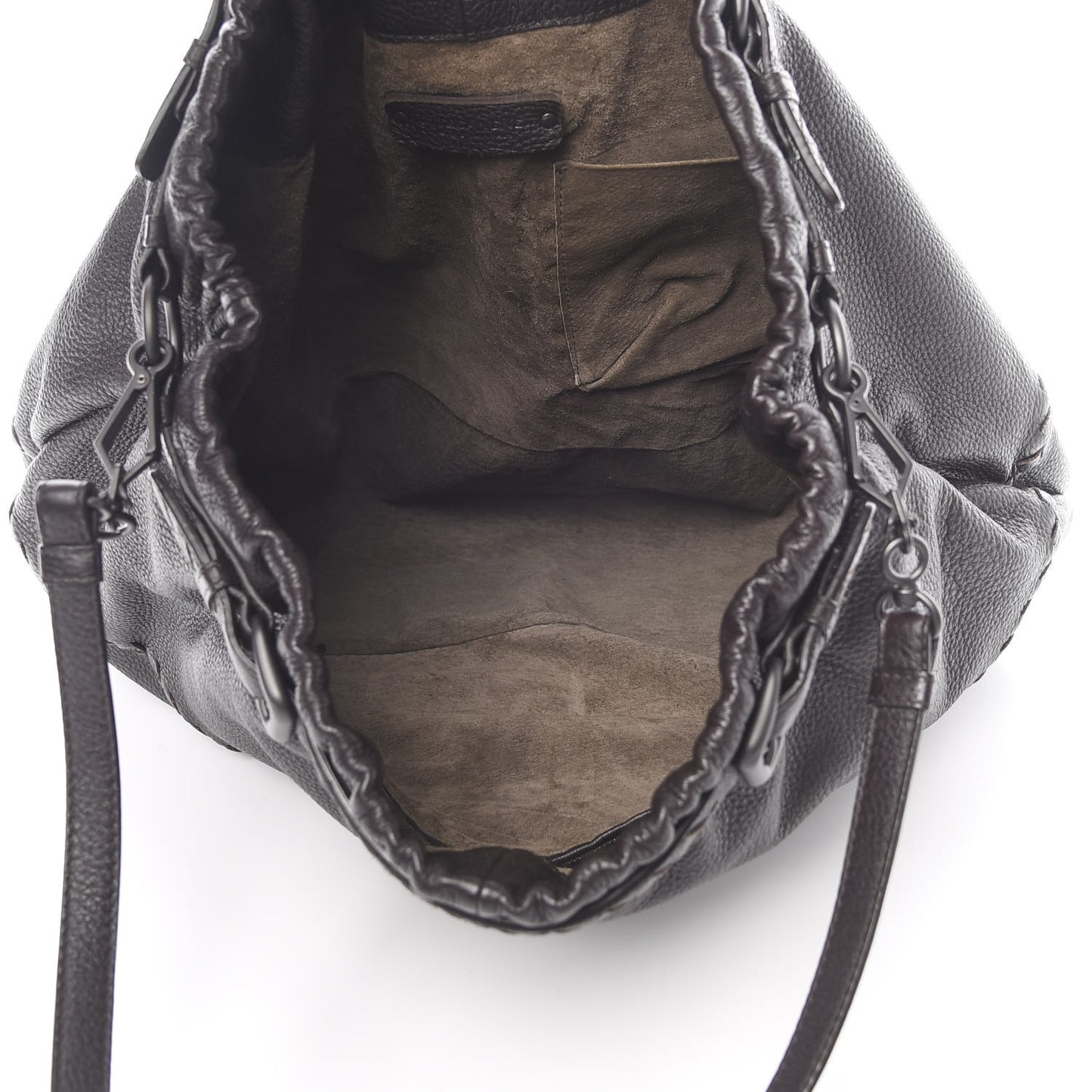 Washed Cervo Deerskin Intrecciato Bering Hobo Ebano