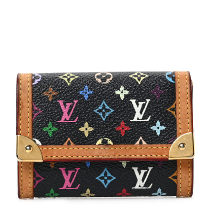 Louis Vuitton Monogram Multicolor Porte-Monnaie Plat Coin Purse Black 1 of 7