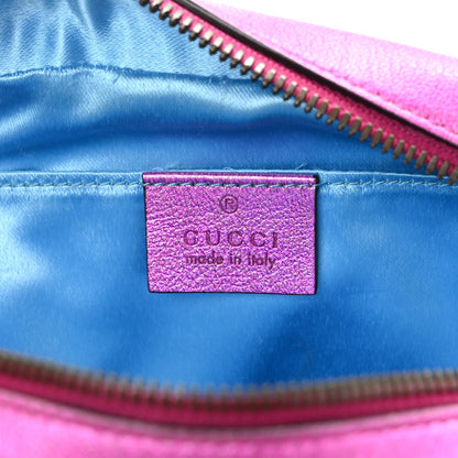 Gucci Laminated Nappa Matelasse Small GG Marmont Chain Shoulder Bag Fuxia Rosso Rosa 6 of 15