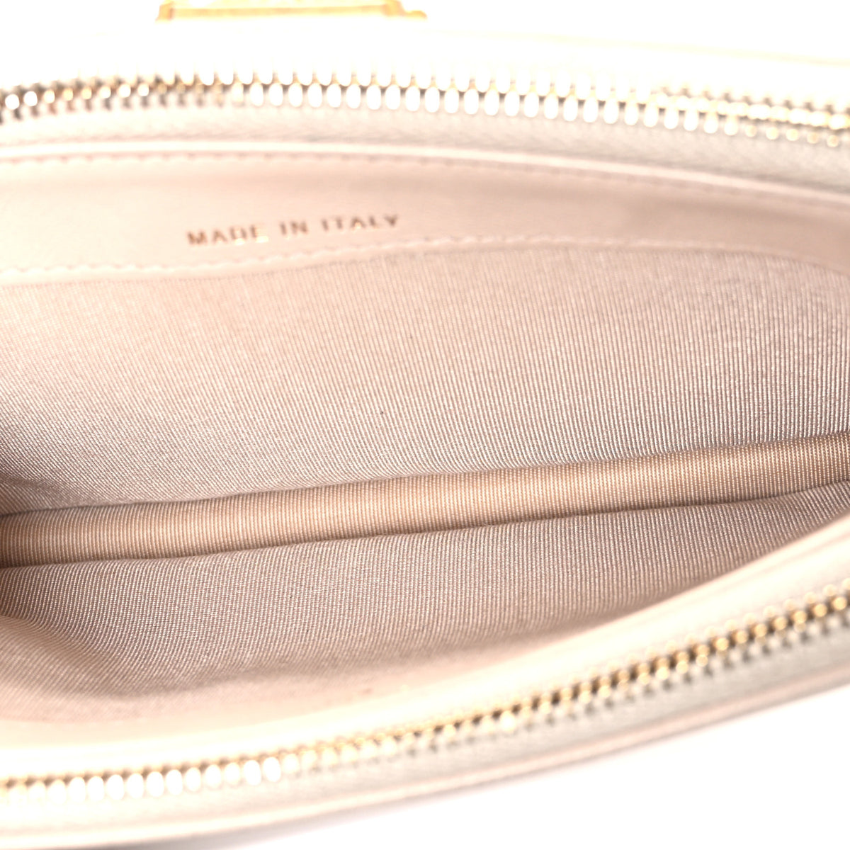 Chanel Crumpled Lambskin Chevron Quilted Pleated Small Boy Clutch With Chain Beige 5 of 11