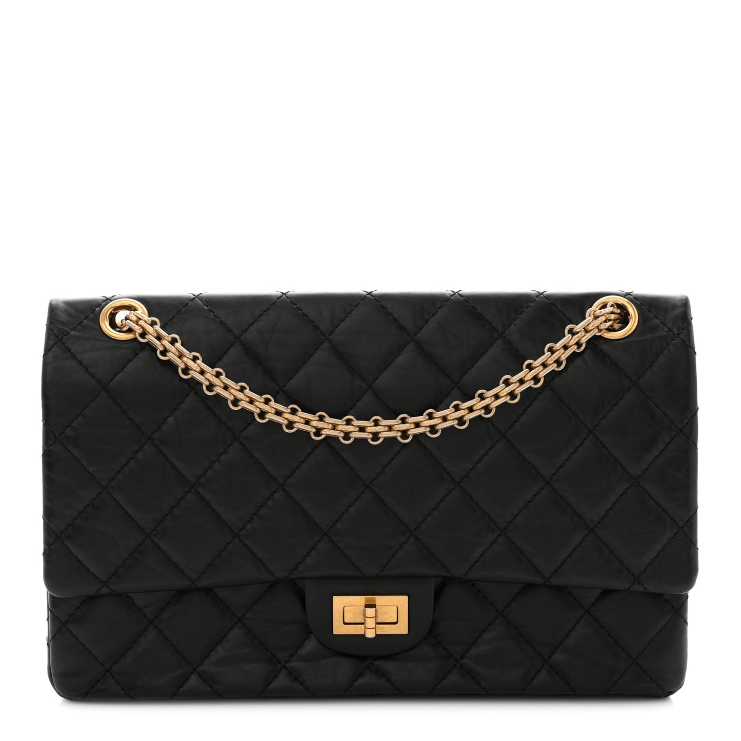 Aged Calfskin Quilted 2.55 Reissue 226 Flap Black