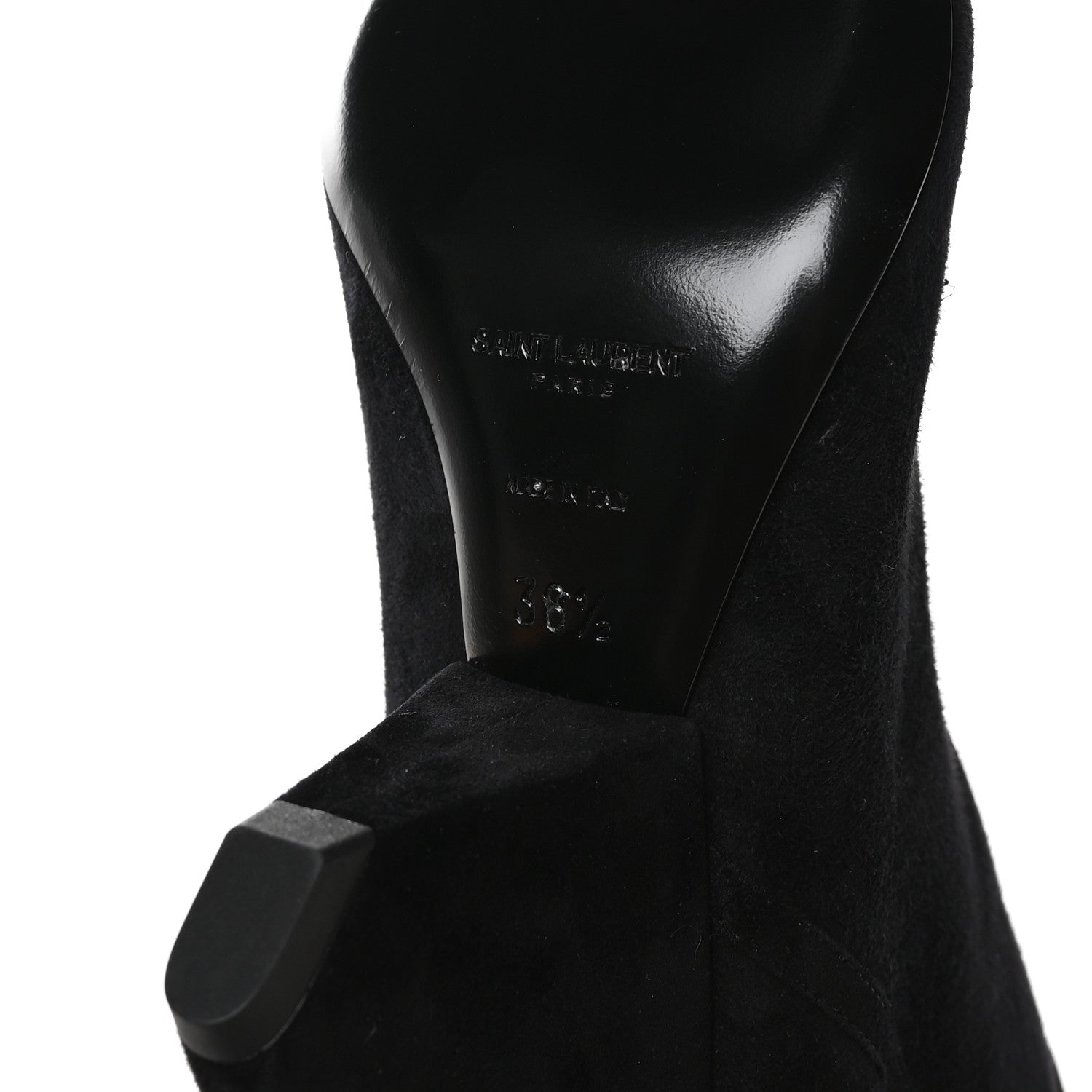 Saint Laurent Kid Scamosciato Niki 85 Wedge Booties 38.5 Black 7 of 8
