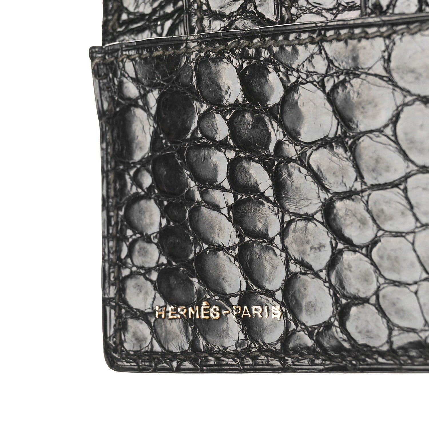 Hermes Alligator Bi-Fold Wallet Black 6 of 9