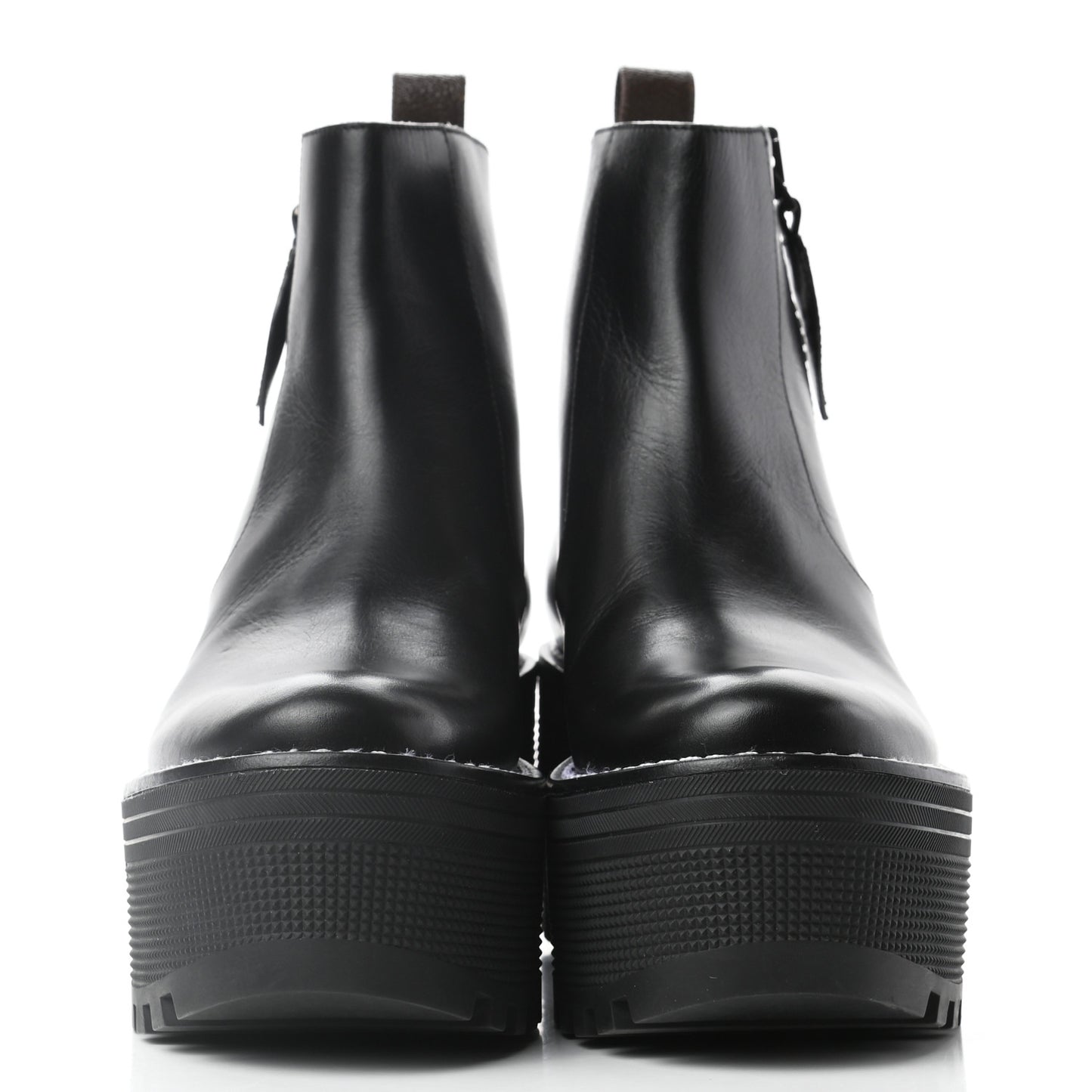 Calfskin Monogram Power Squad Flat Ankle Boots 36 Black
