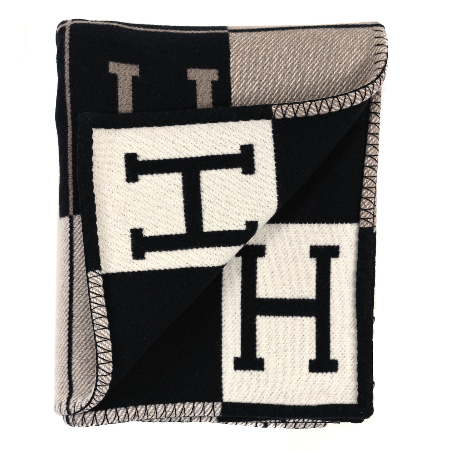 Wool Cashmere Avalon III Blanket Ecru Black