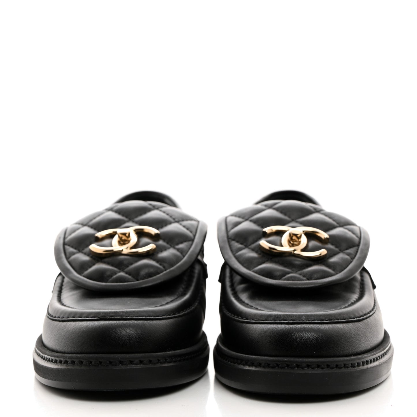 Lambskin Quilted CC Turnlock Loafers 37 Black