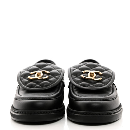 Chanel Lambskin Quilted CC Turnlock Loafers 37 Black 2 of 9