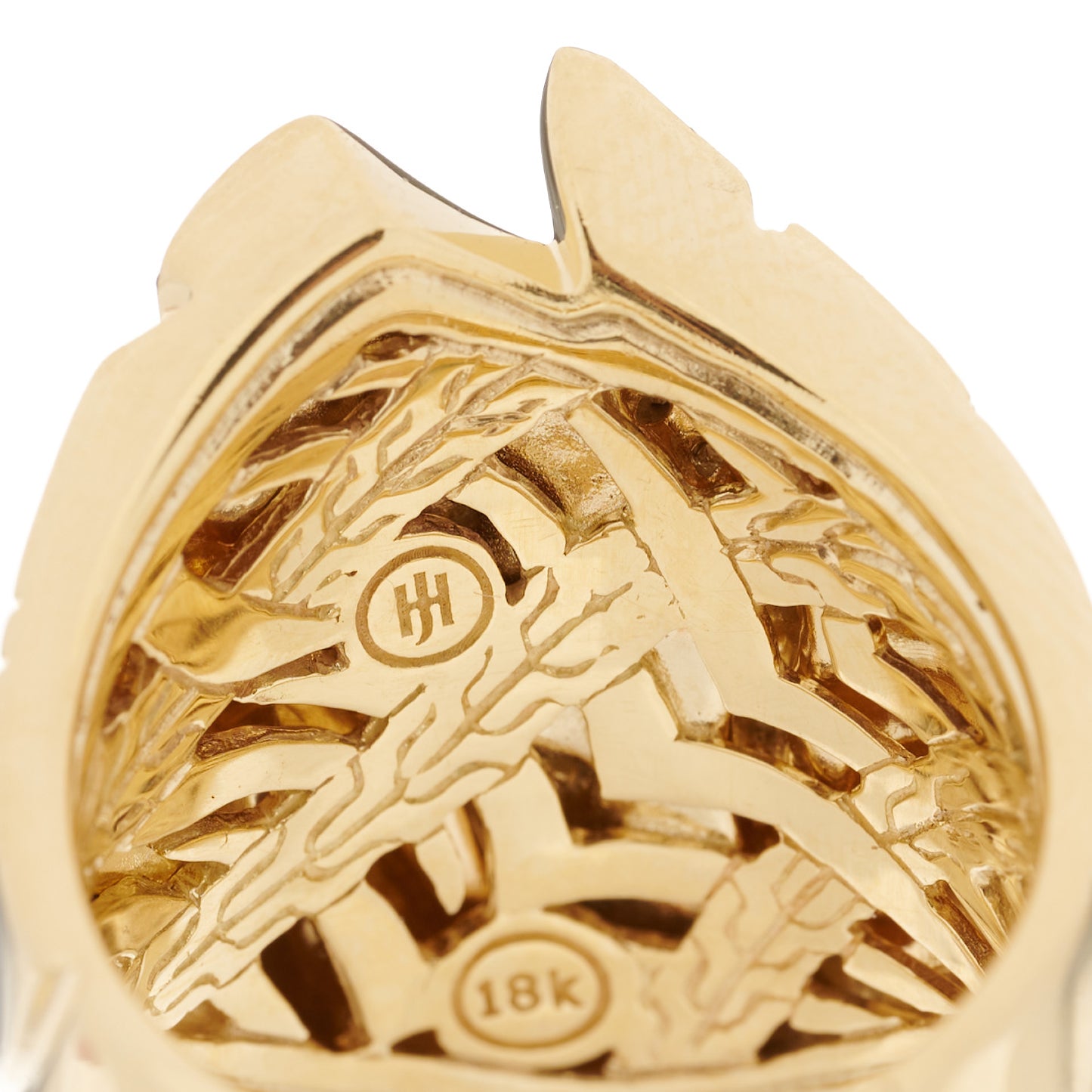 18K Yellow Gold Grey Diamond Lahar Saddle Ring 54 6.75