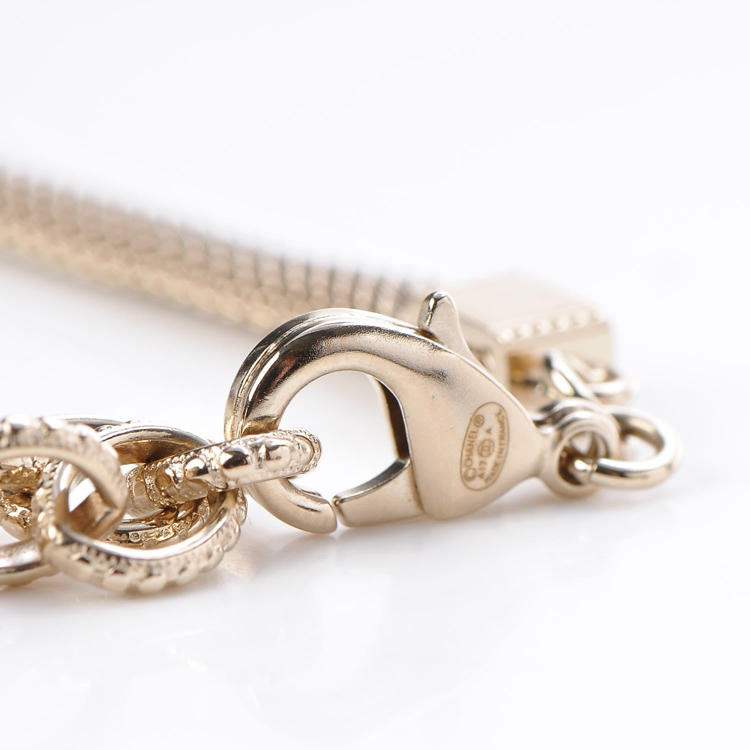 Chanel Mesh Mesh Logo Choker Necklace Gold 4 of 5