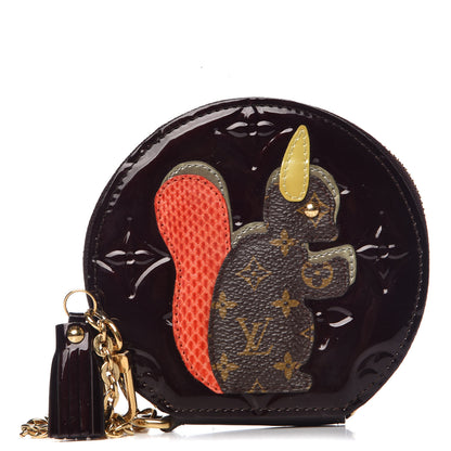 Louis Vuitton Vernis Animania Ecureuil Squirrel Round Coin Purse Amarante 1 of 6