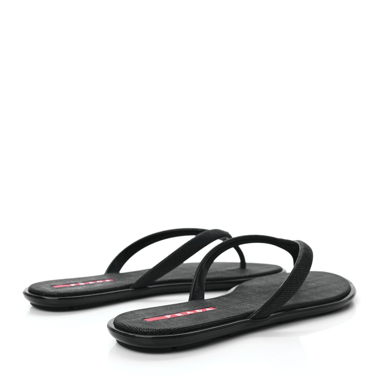 Prada Saffiano Metal Triangle Thong Sandals 35 Black 4 of 7