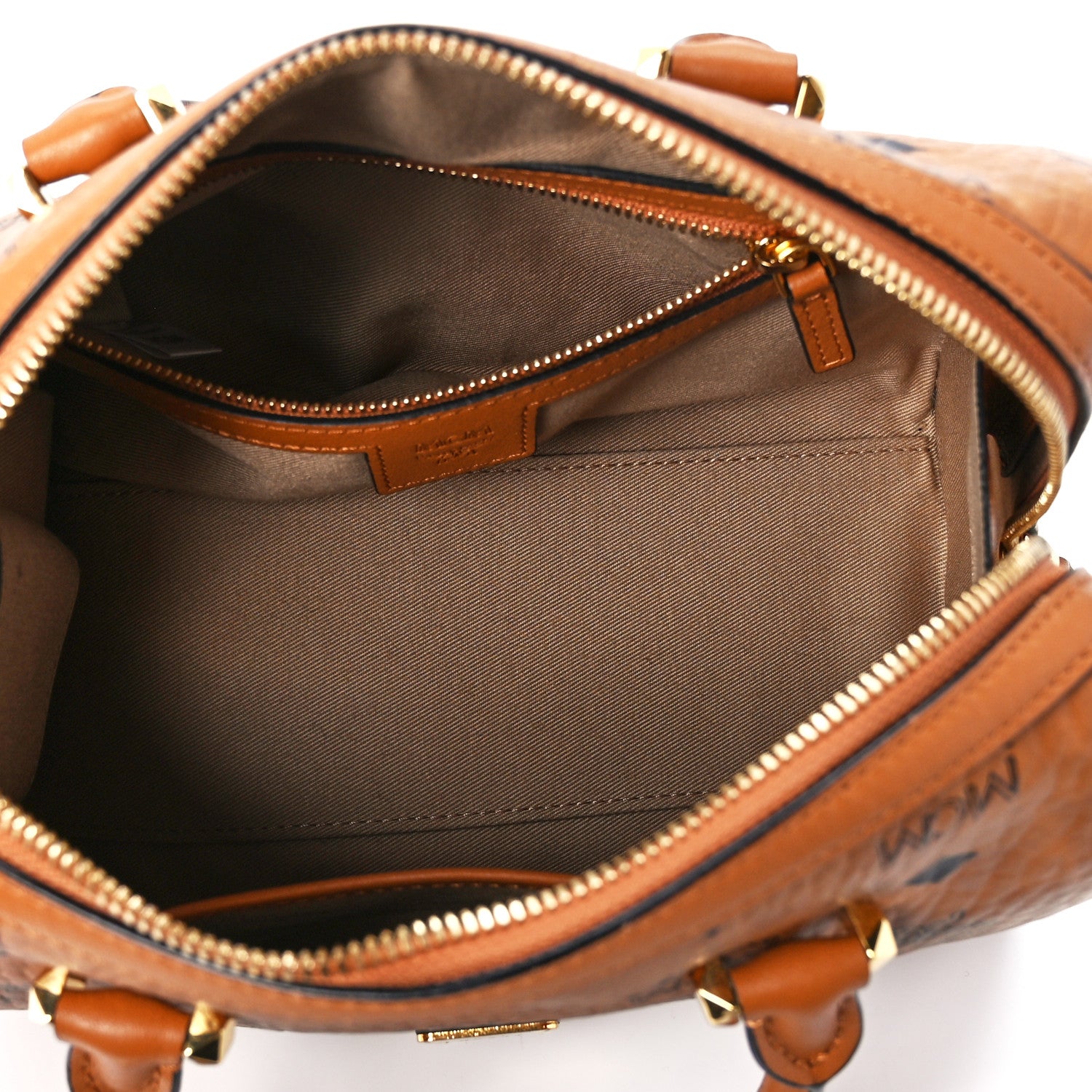 MCM Visetos Small Essential Boston Bag Cognac 5 of 11