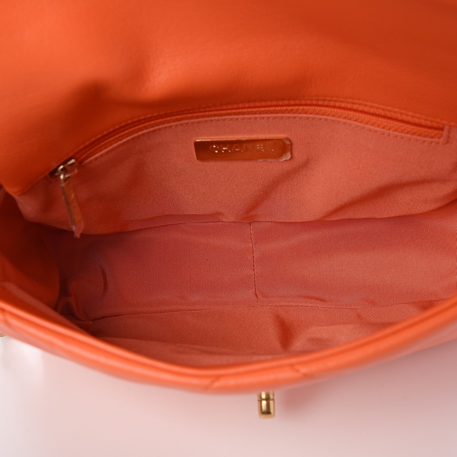 Chanel Goatskin Quilted Medium 19 Flap Orange 5 of 10