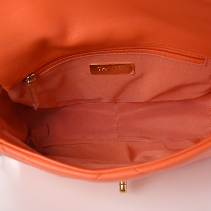 Chanel Goatskin Quilted Medium 19 Flap Orange 5 of 10