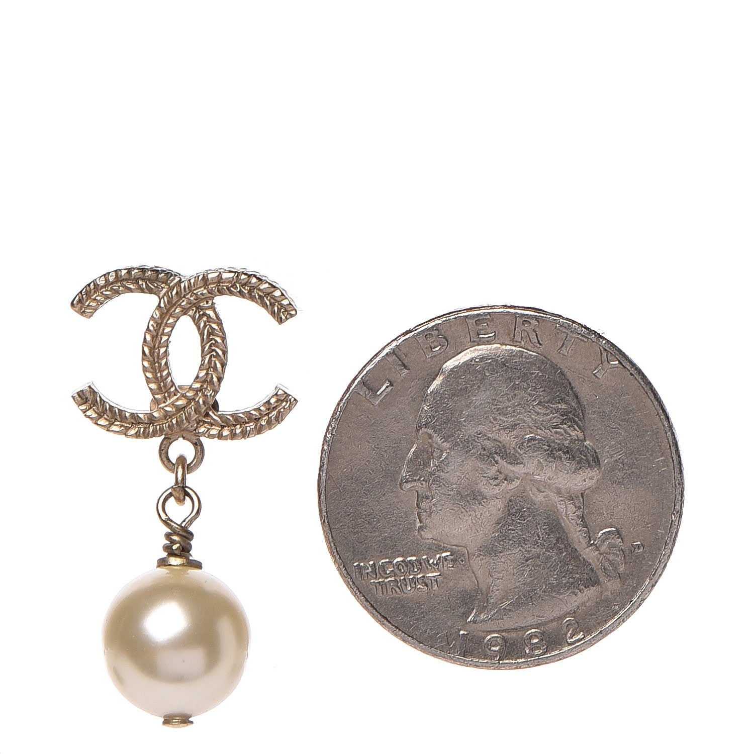 Chanel Pearl CC Drop Earrings Gold 2 of 5