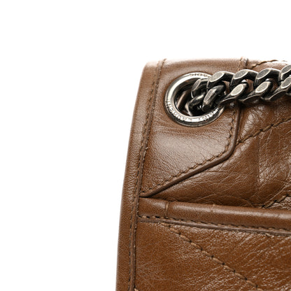 Saint Laurent Crinkled Calfskin Matelasse Monogram Medium Niki Chain Satchel Tan Brown 11 of 11