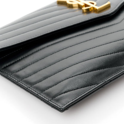 Saint Laurent Calfskin Matelasse Chevron Monogram Uptown Clutch Black 9 of 10