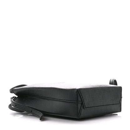 Balenciaga Squared Calfskin Logo Shopping Phone Holder Bag Black 4 of 9
