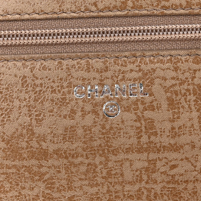 Chanel Crackled Coated Fabric Quilted Wallet On Chain WOC Beige 5 of 12