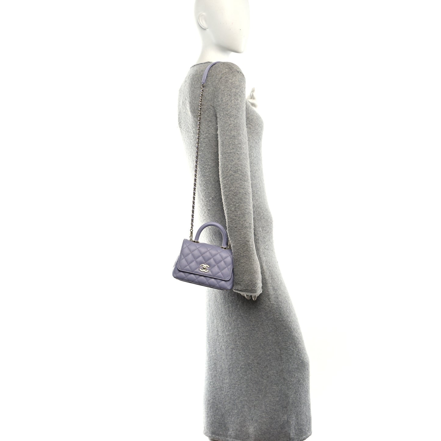 Caviar Quilted Extra Mini Coco Handle Flap Light Purple