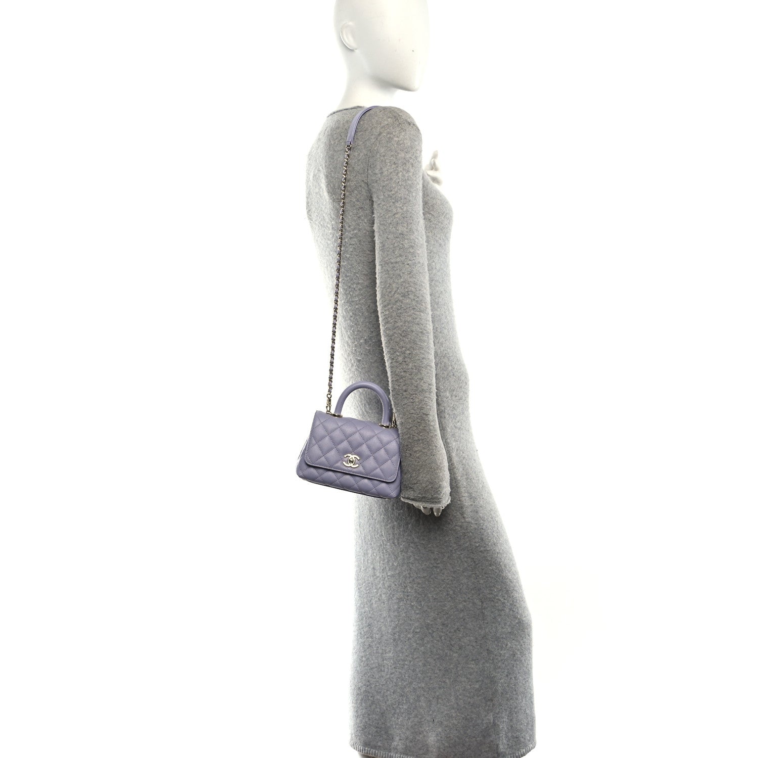 Chanel Caviar Quilted Extra Mini Coco Handle Flap Light Purple 2 of 10