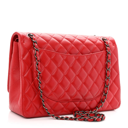 Chanel Caviar Quilted Maxi Double Flap Red 2 of 12
