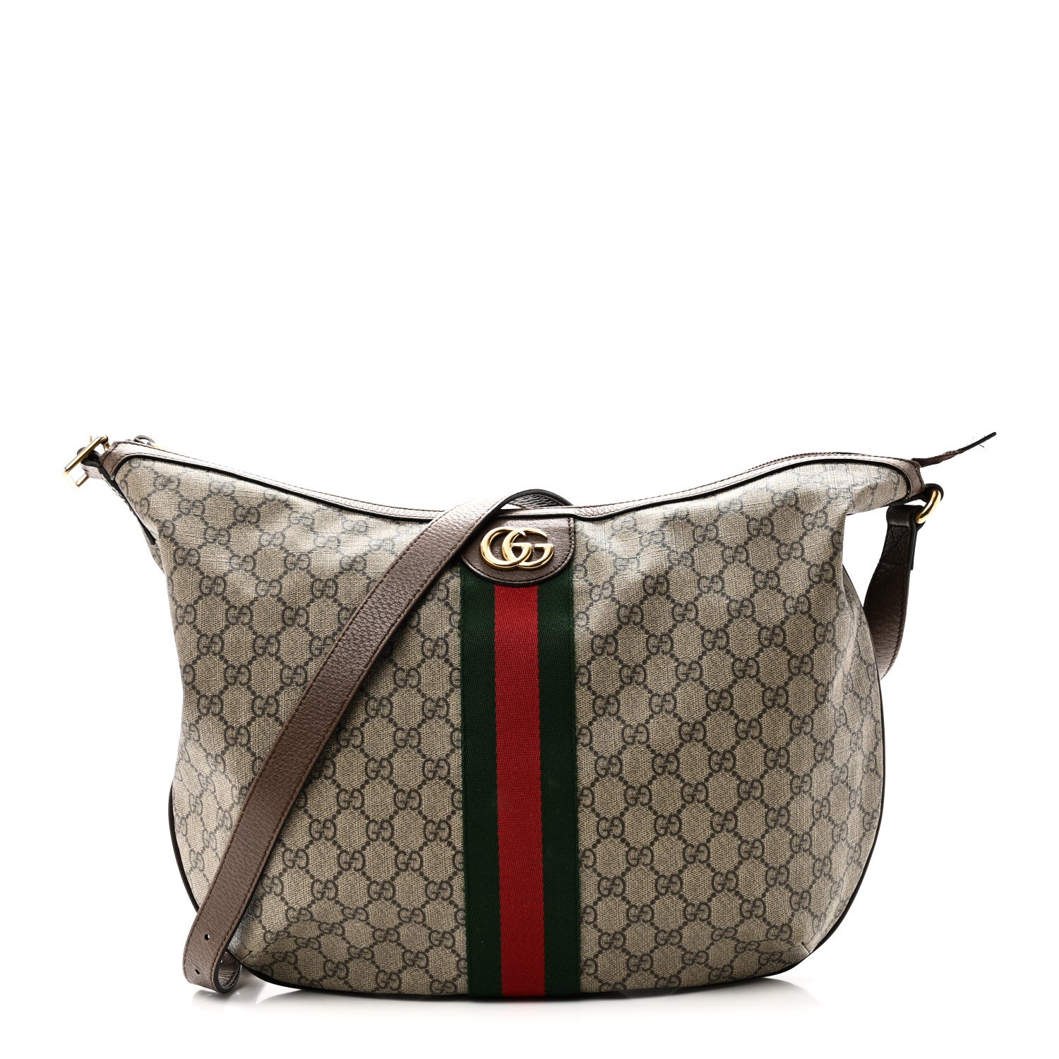 Gucci GG Supreme Monogram Web Ophidia Half Moon Hobo Brown 1 of 11