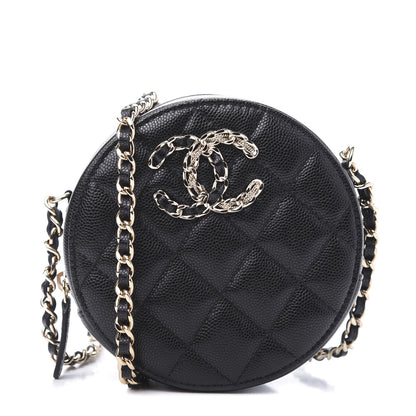 Chanel Caviar Quilted French New Wave Round Clutch With Chain Black 1 of 11