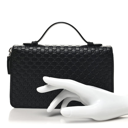 Gucci Microguccissima Zip Around Top Handle Travel Wallet Black 2 of 12