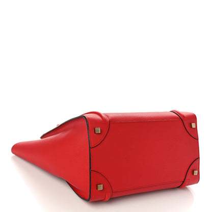 Celine Drummed Calfskin Mini Luggage Coquelicot 4 of 12