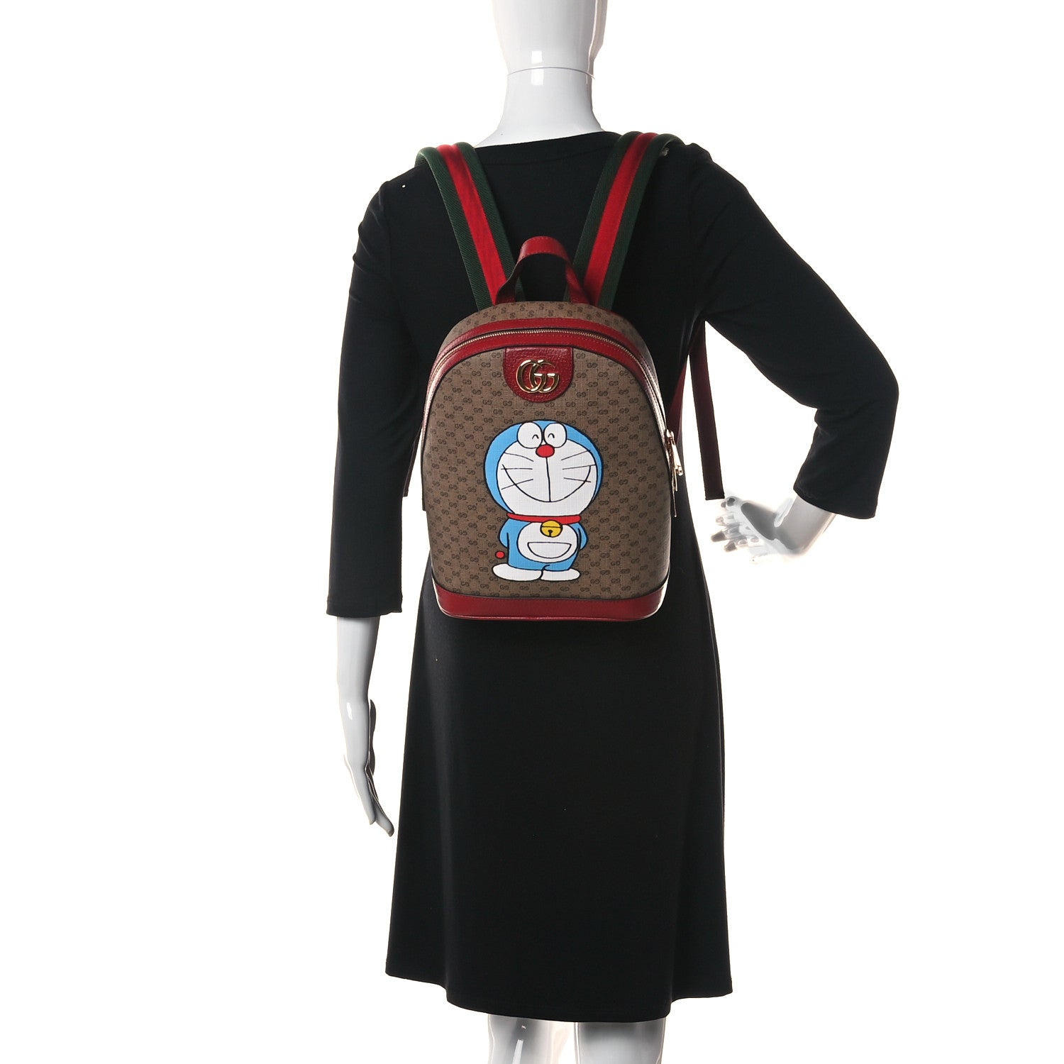 Gucci X DORAEMON Mini Vintage GG Supreme Monogram Small Dome Backpack Beige Cherry Red 2 of 10