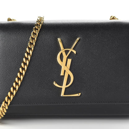Saint Laurent Grain De Poudre Small Monogram Kate Satchel Black 9 of 12