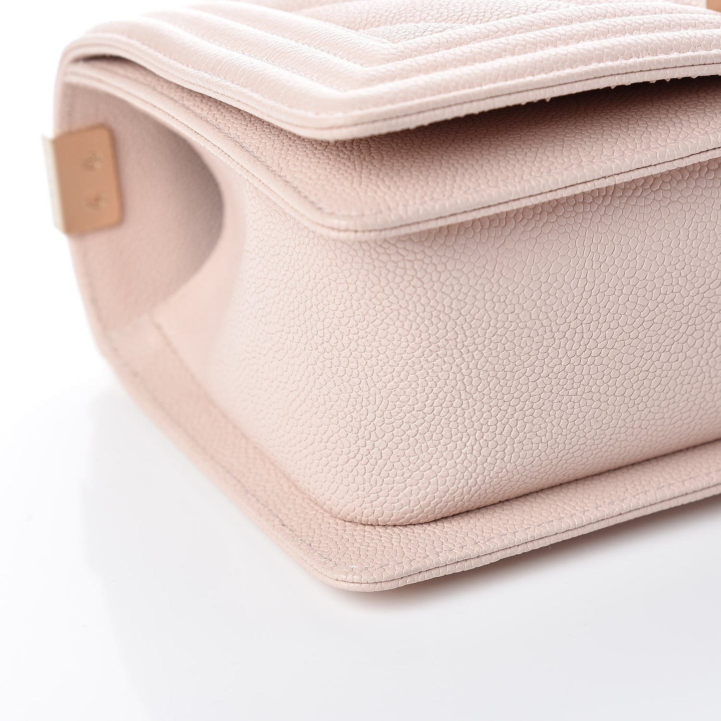 Caviar Chevron Quilted Medium Boy Flap Nude