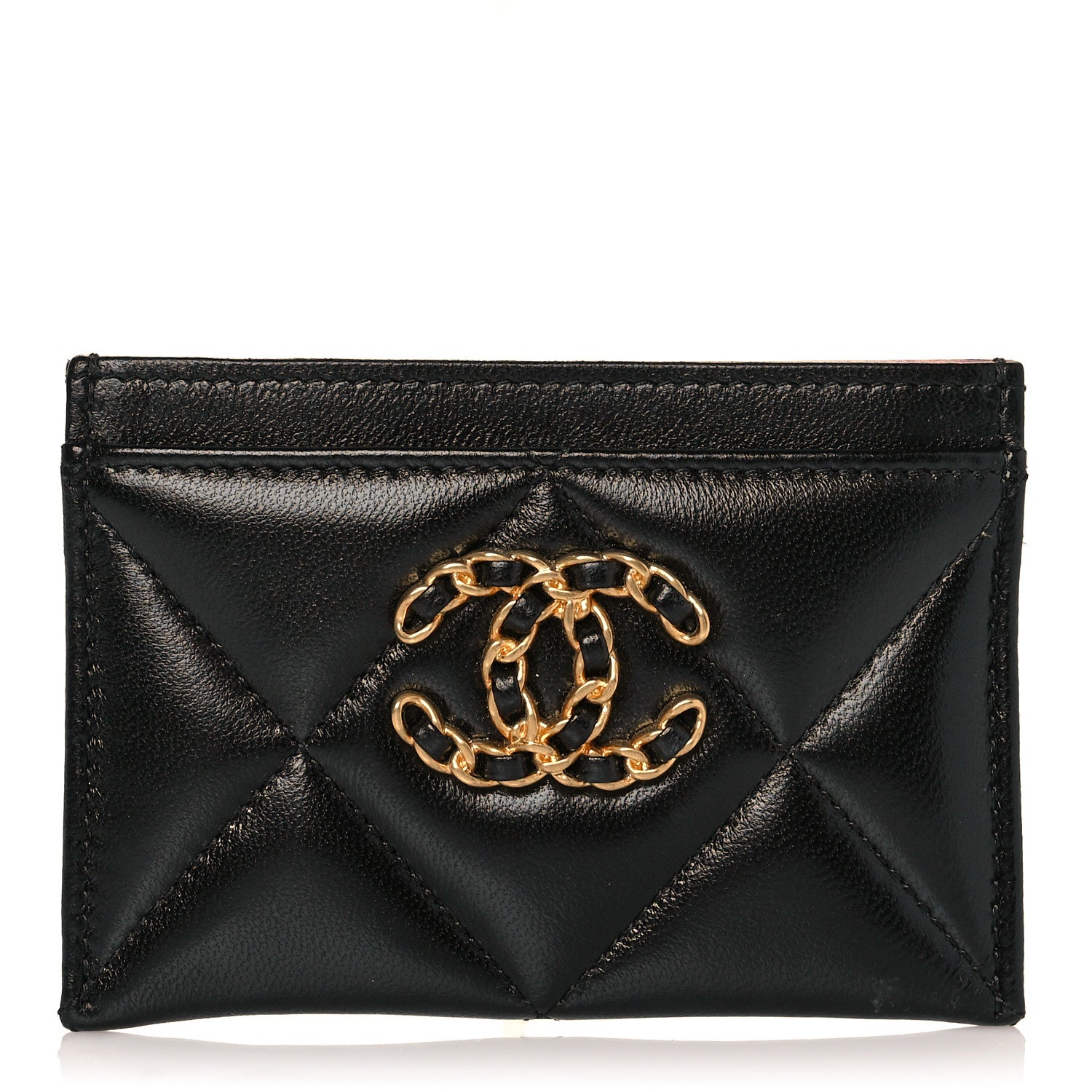 Chanel Lambskin Quilted Chanel 19 Card Holder Black 1 of 12
