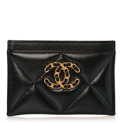 Chanel Lambskin Quilted Chanel 19 Card Holder Black 1 of 12