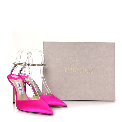 Jimmy Choo Satin Crystal Saeda 100 Pumps 38 Fuchsia 9 of 9