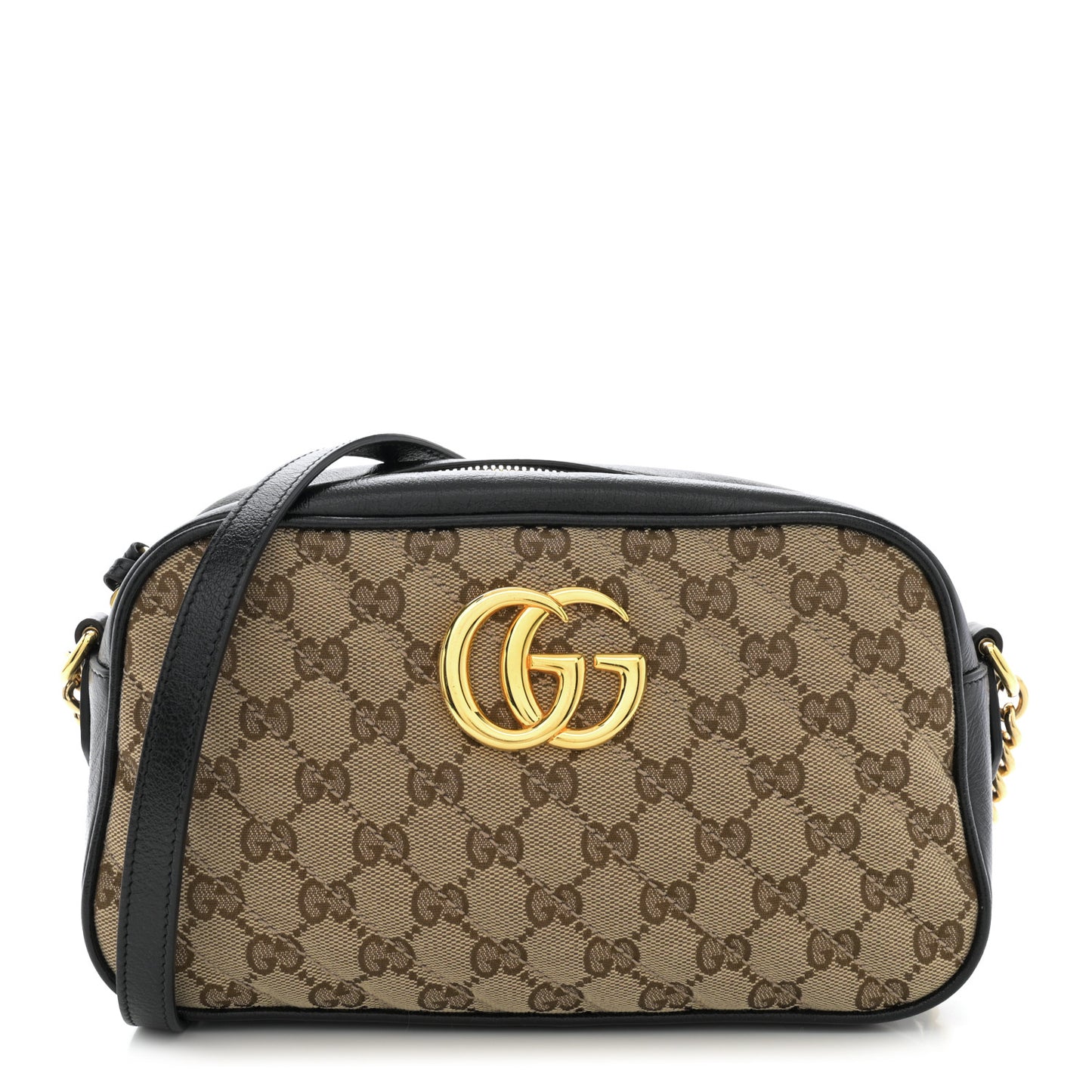 Monogram Matelasse Diagonal Small GG Marmont Chain Shoulder Bag Beige Black