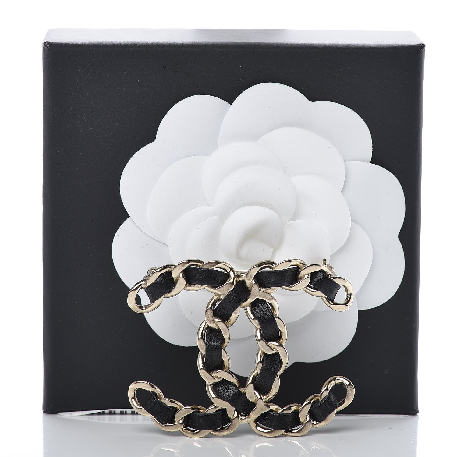 Chanel Lambskin Chain CC Brooch Black Gold 5 of 5