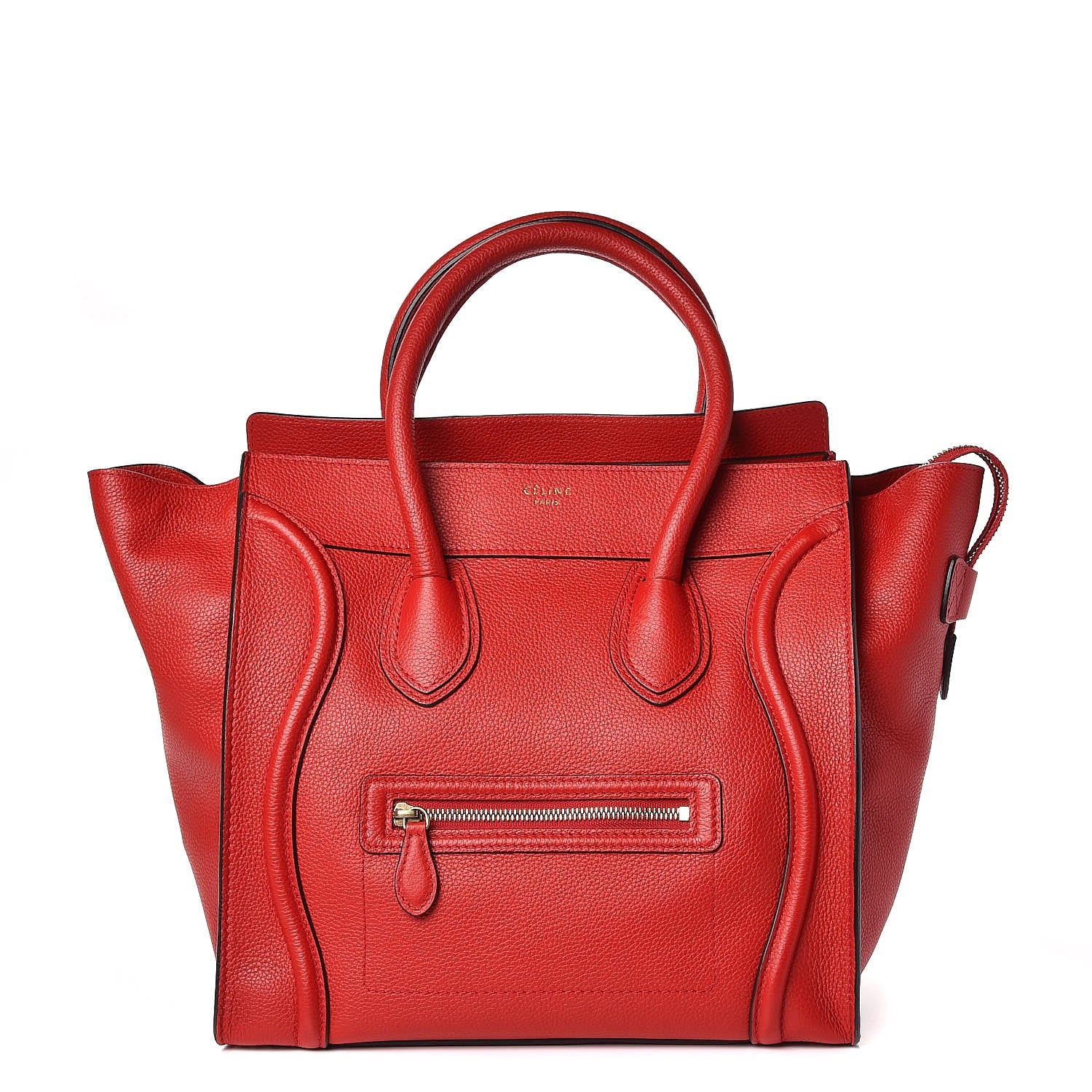 Celine Drummed Calfskin Mini Luggage Coquelicot 1 of 8